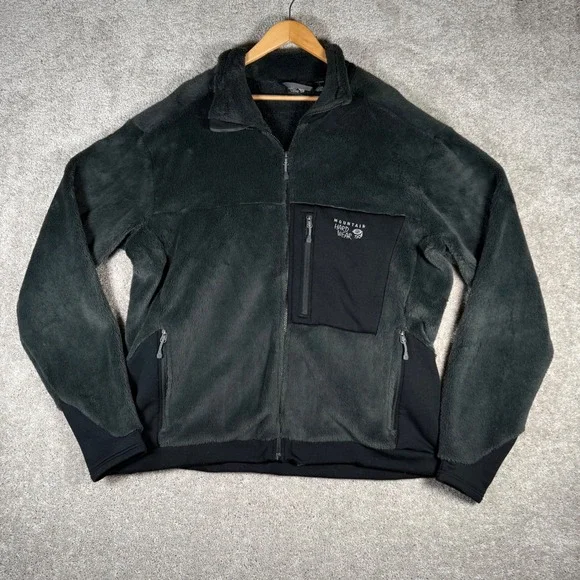 Mountain Hardwear Men's XXL Fleece Jacket Full Zip Dark Gray Polartec Outdoor - Picture 1 of 10